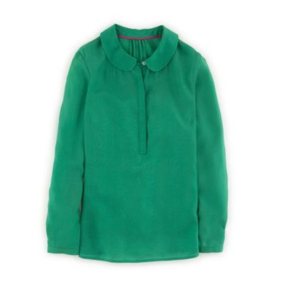 BODEN Green Silk Blend Peter Pan Tuileries Top Blouse sz 14 UK 18 Women's Plus - Picture 2 of 7